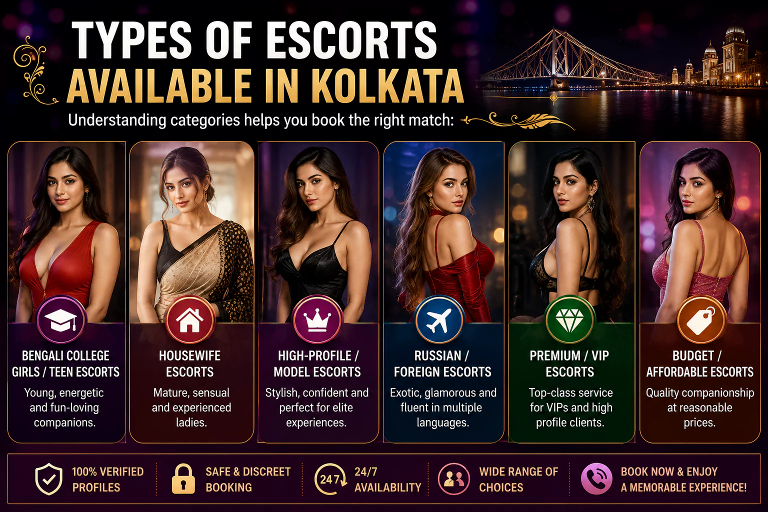 Types of Escorts Available in Kolkata